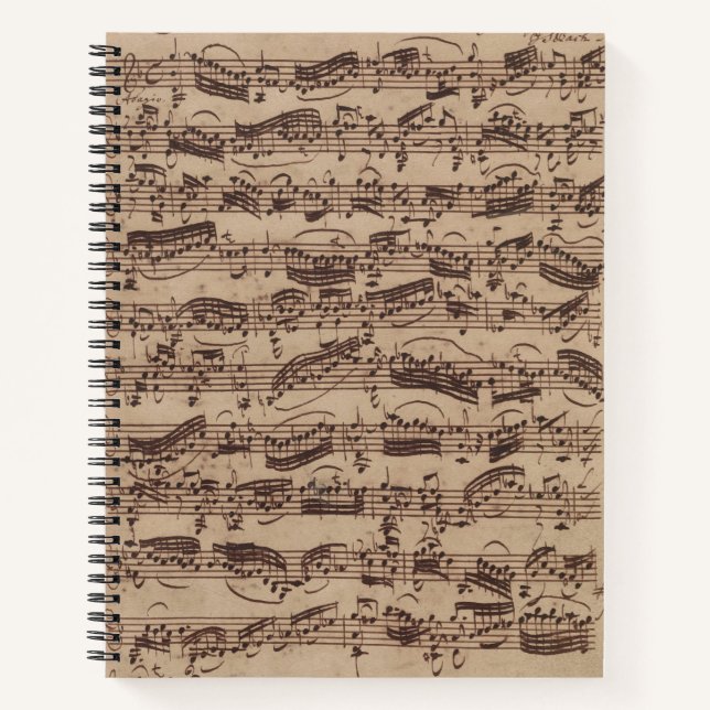 Carnet Manuscrit Bach Musique Feuille Antique (Devant)