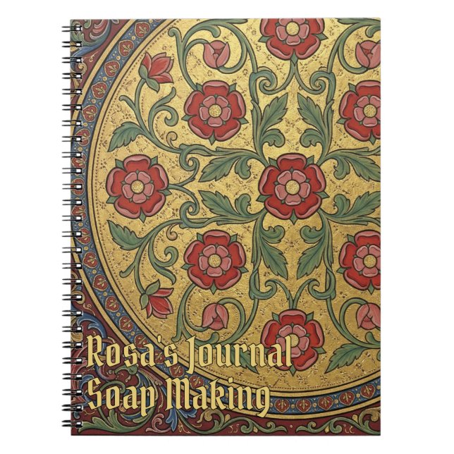 Carnet Manuscrit enluminé médiéval Rose (Devant)
