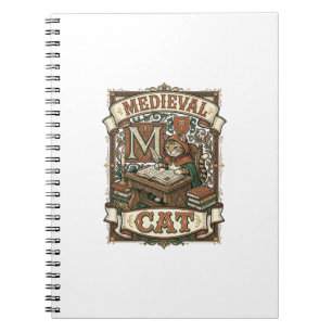 Carnet Manuscrit médiéval de chat médiéval vintage