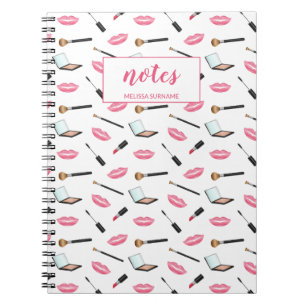 Carnet Maquillage Motif Et Lèvres Roses Et Nom Personnali
