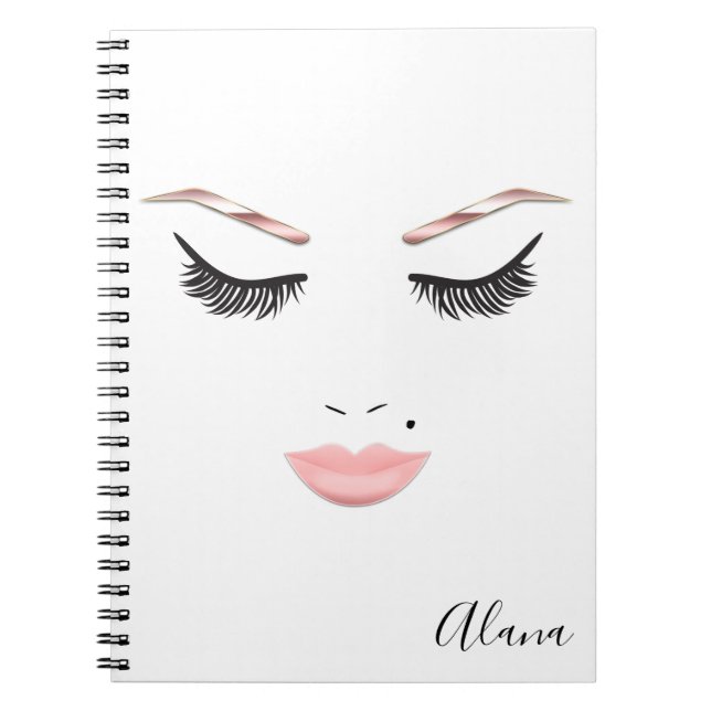 Carnet Maquillage or rose visage sourcils lèvres glam bea (Devant)