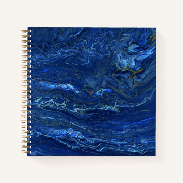 Carnet Marbre acrylique bleu marine et marbre d'or Faux (Devant)