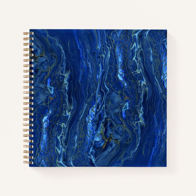 Carnet Marbre acrylique bleu marine et marbre d'or Faux (Devant)