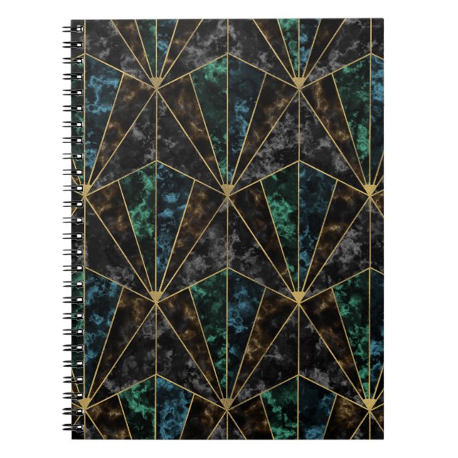 Carnet Marbre Art Déco : Malachite Luxe (Devant)