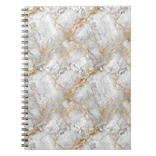 Carnet Marbre blanc de luxe pierre & motif de veine d'or