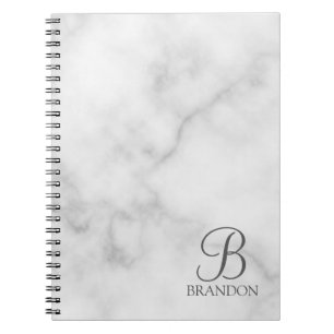 Carnet Marbre blanc de script personnalisé Monogramme et