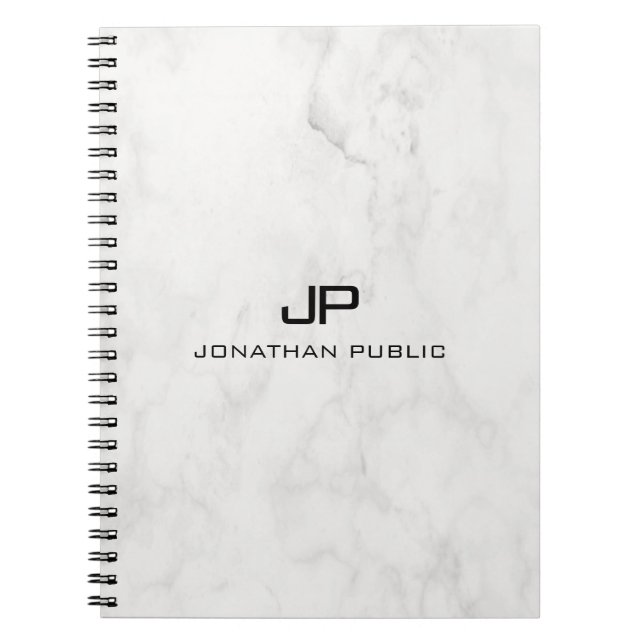 Carnet Marbre blanc Elégant Design moderne Modèle Spiral (Devant)