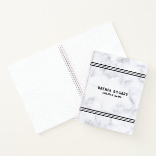 Carnet Marbre blanc et gris rayures de texture accent