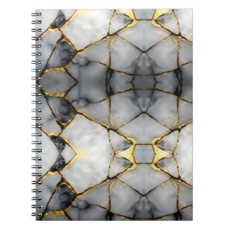 Carnet Marbre blanc et or craquelé moderne