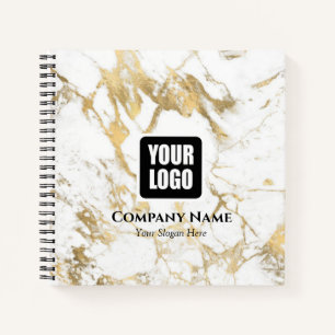 Carnet Marbre Blanc & Or, Logo, Nom de l'entreprise Site 