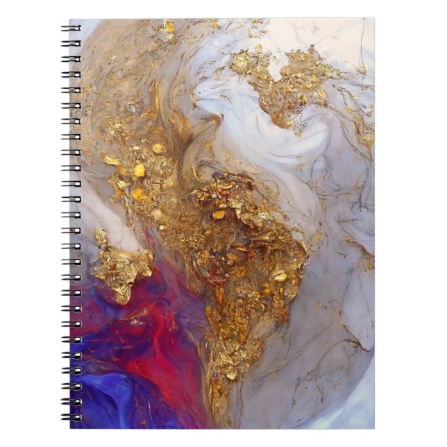 Carnet Marbre Blanc Tourbillon avec Or Liquide (Devant)