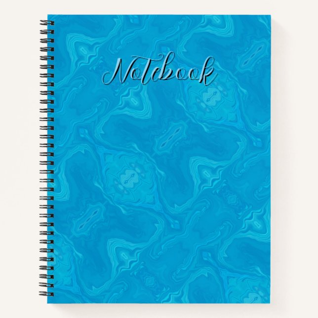 Carnet Marbre Bleu Abstrait HP Personnalisé (Devant)