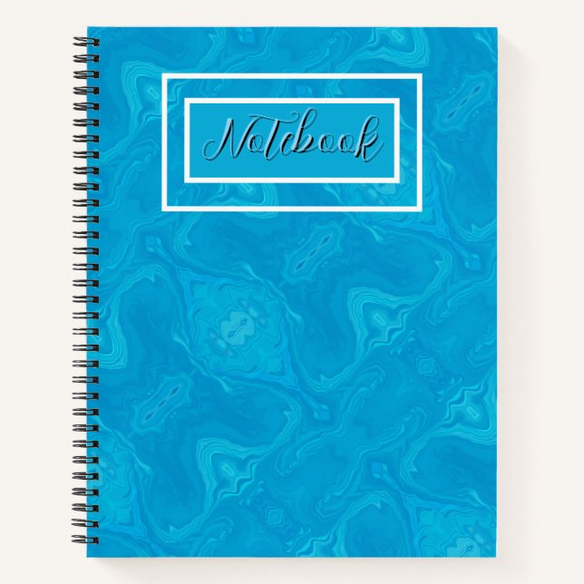 Carnet Marbre Bleu Abstrait HP Personnalisé (Devant)