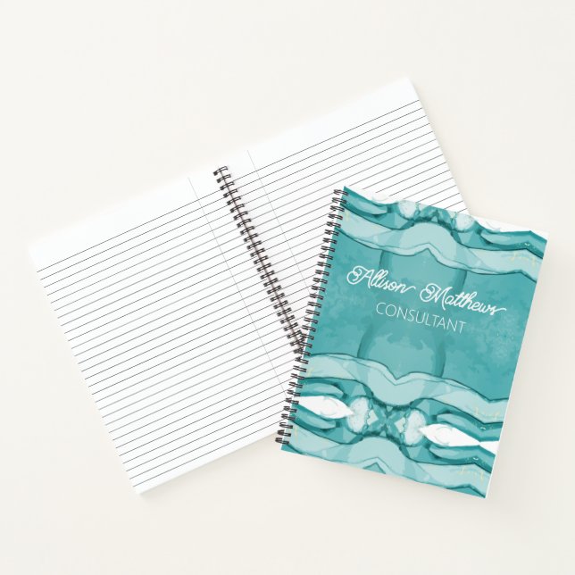 Carnet Marbre bleu clair motif élégant moderne (Intérieur)