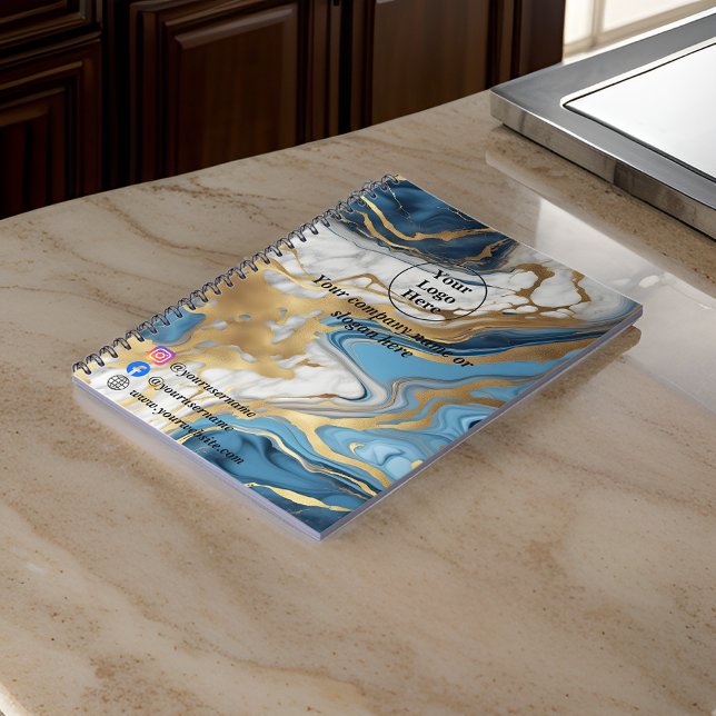 Carnet Marbre bleu or et blanc (Créateur téléchargé)
