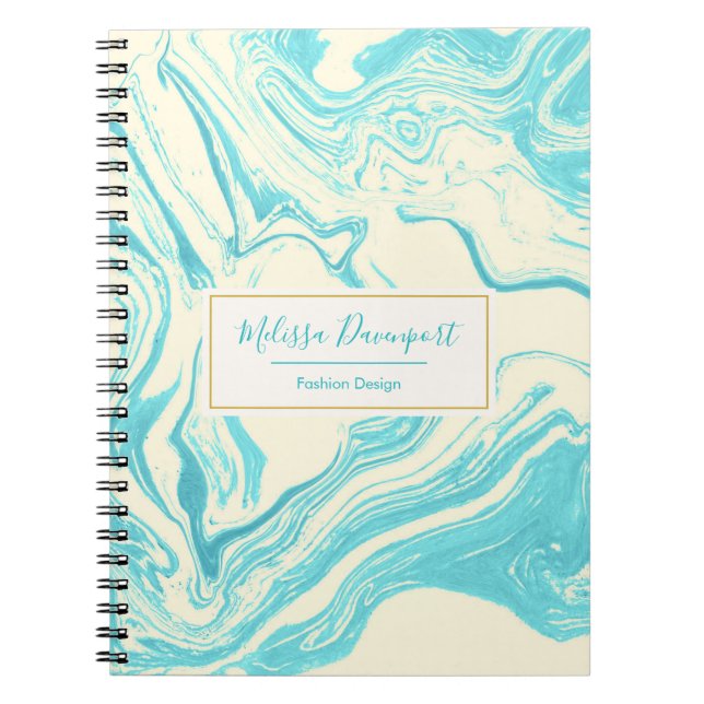 Carnet Marbre cool design en Turquoise et Crème (Devant)