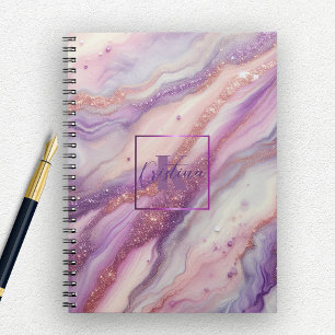 Carnet Marbre de lavande violet élégant avec veines de Pa
