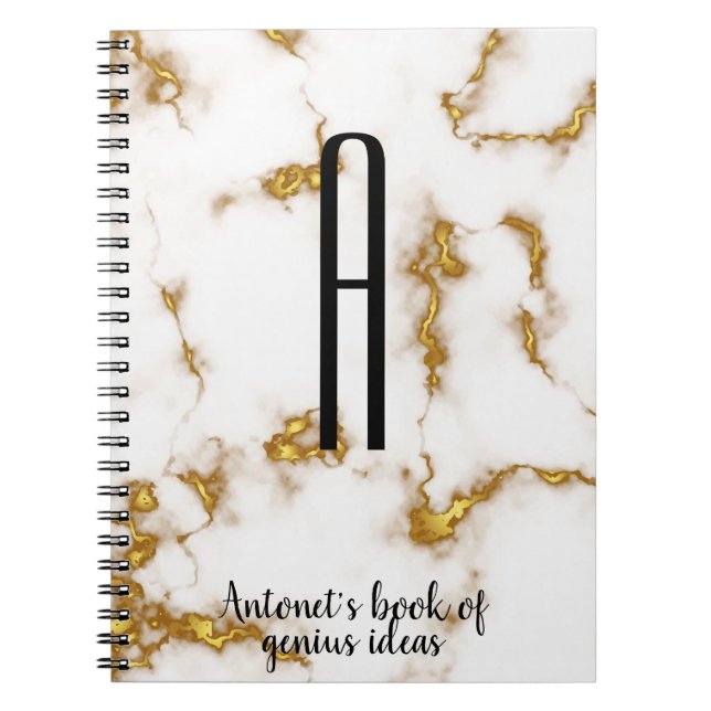 Carnet Marbre de luxe Elegant Gold moderne cotation monog (Devant)