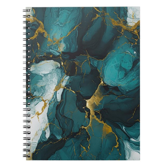 Carnet Marbre émeraude aux veines dorées (Devant)