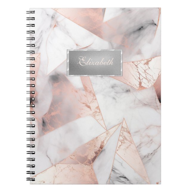 Carnet Marbre géométrique Rose or tendance (Devant)