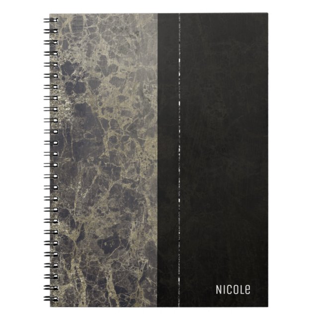 Carnet Marbre Glam Granite Shimmer Élégant Style Designer (Devant)