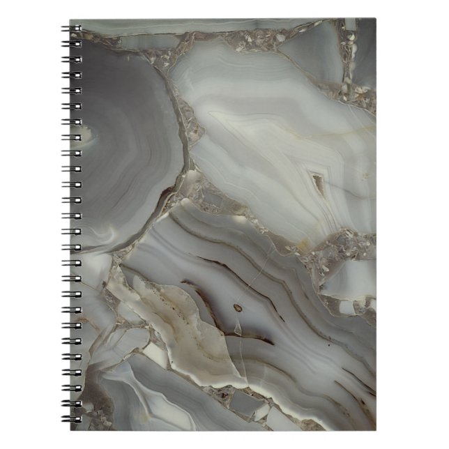 Carnet Marbre Gris avec Veine d'Or (Devant)