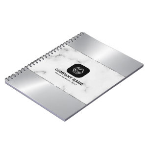 Carnet Marbre gris et texture d'argent métallique