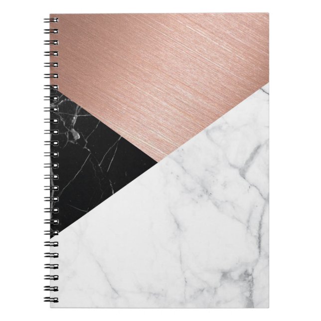 Carnet Marbre gris or rose (Devant)