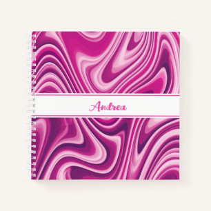 Carnet Marbre liquide rose chaud personnalisé