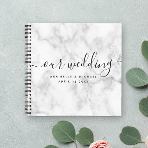 Carnet Marbre moderne élégante calligraphie Mariage invit