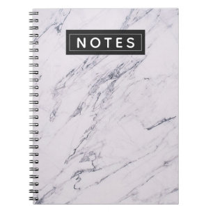 Carnet Marbre Moderne Gris Blanc Noir Personnalisé Chic