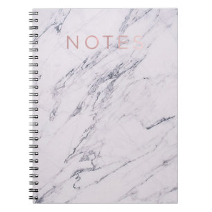 Carnet Marbre Moderne Gris Blanc & Rose Gold Notes Roses