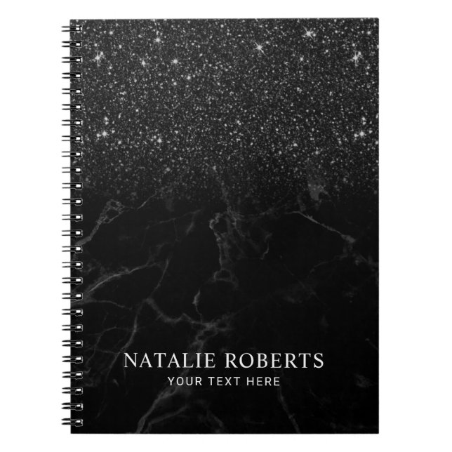 Carnet Marbre moderne Parties scintillant noire tendance (Devant)