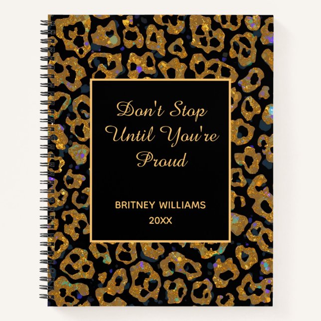Carnet Marbre Motivationnel léopard motif brun noir (Devant)