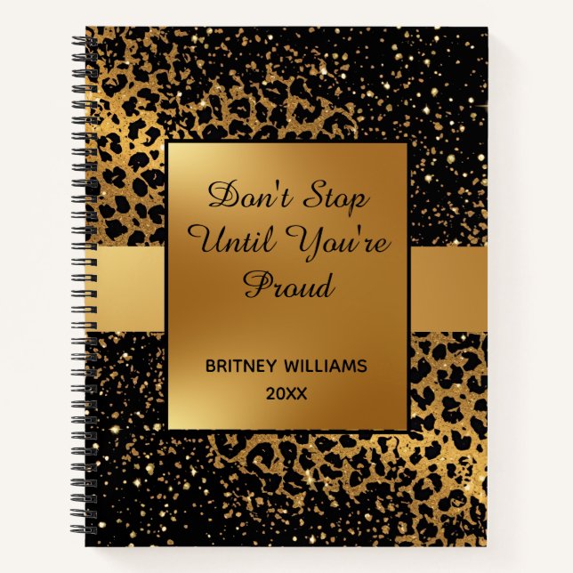 Carnet Marbre Motivationnel léopard motif brun noir (Devant)