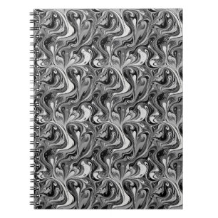 Carnet Marbre noir blanc tourbillon monochrome abstrait