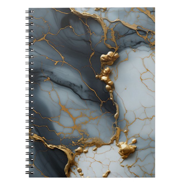 Carnet Marbre Onyx Fumé avec Veines Dorées (Devant)