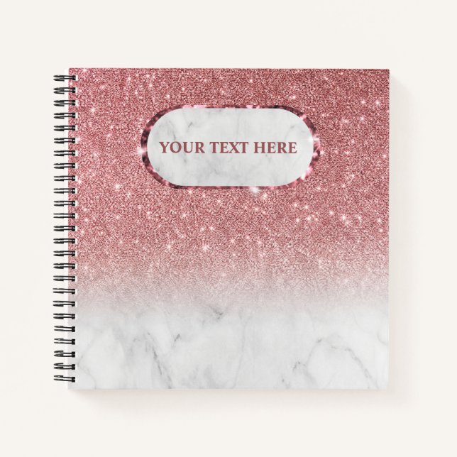 Carnet Marbre paillettes Rose Gold scintille (Devant)