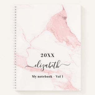 Carnet Marbre rose blush nom entreprise élégante