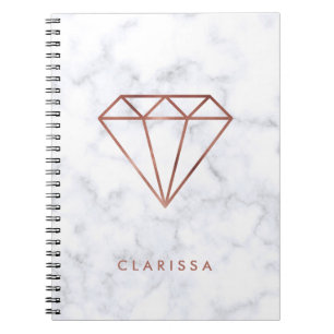 Carnet marbre rose de blanc de diamant d'or de faux clair