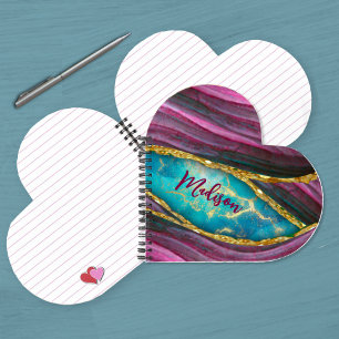 Carnet Marbre rose élégant art faux or parties scintillan