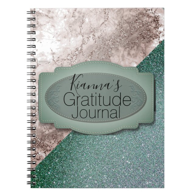 Carnet Marbre rose Minty Gratitude verte (Devant)