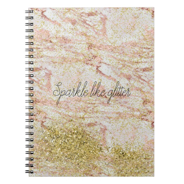 Carnet Marbre rose or Confetti Faux Parties scintillant (Devant)