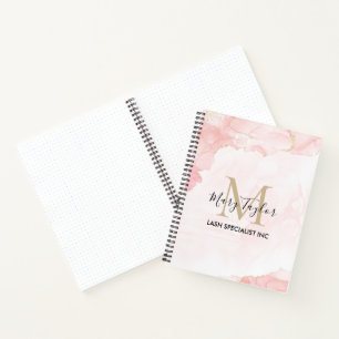 Carnet Marbre Rose Pâle Pailleté Or Élégant