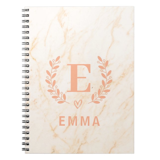Carnet Marbre rose personnalisé moderne Nom et forme d'am (Devant)