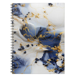 Carnet Marbre Saphir de Minuit avec Fils d'Or