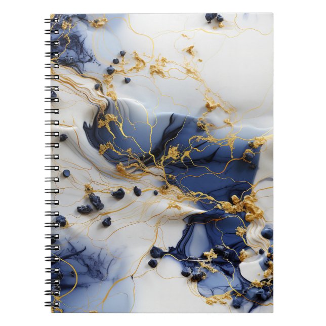 Carnet Marbre Saphir de Minuit avec Fils d'Or (Devant)
