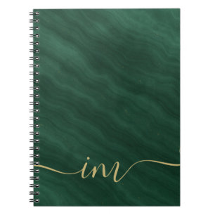 Carnet Marbre vert moderne Abstrait avec or -