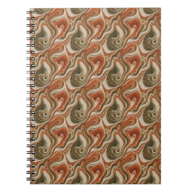 Carnet Marbre Vert Tanné Orange (Devant)