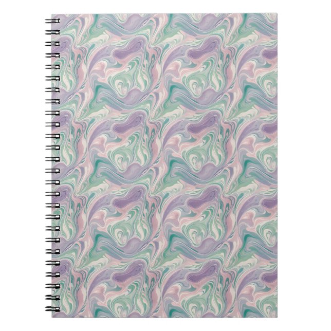Carnet Marbre Violet Sarcelle Abstrait Tourbillon Esthéti (Devant)